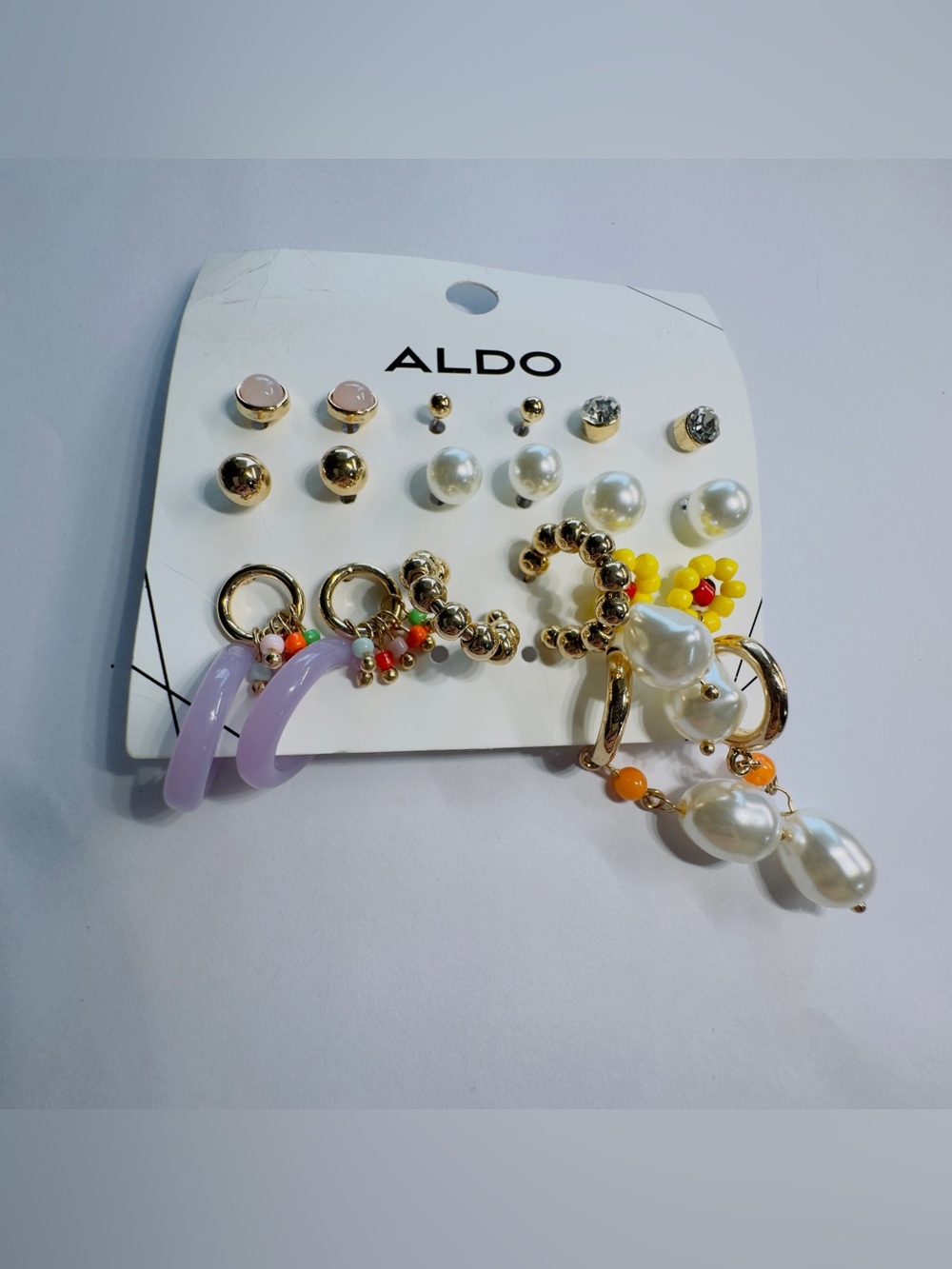 ALDO Lavender Hoop & Gold Pearl Mixed Earring Pack